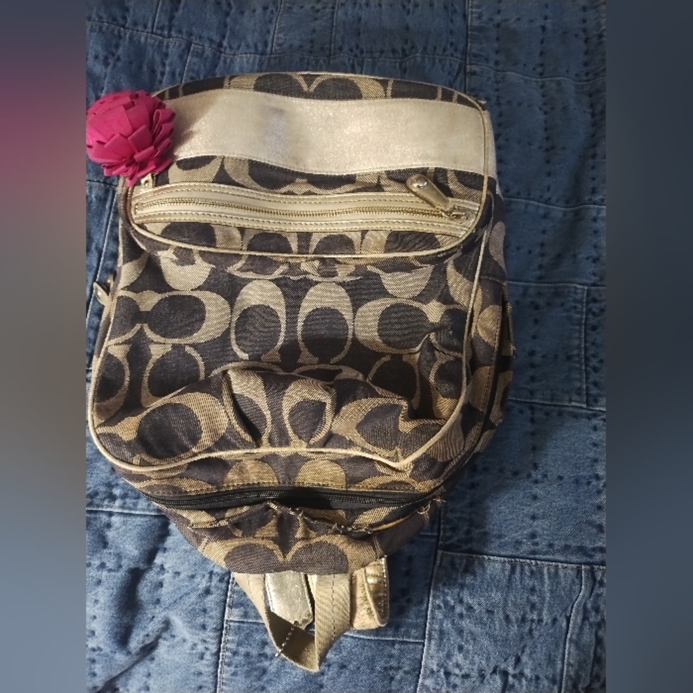 Authentic Coach Denim Backpack With Signature Des… - image 3